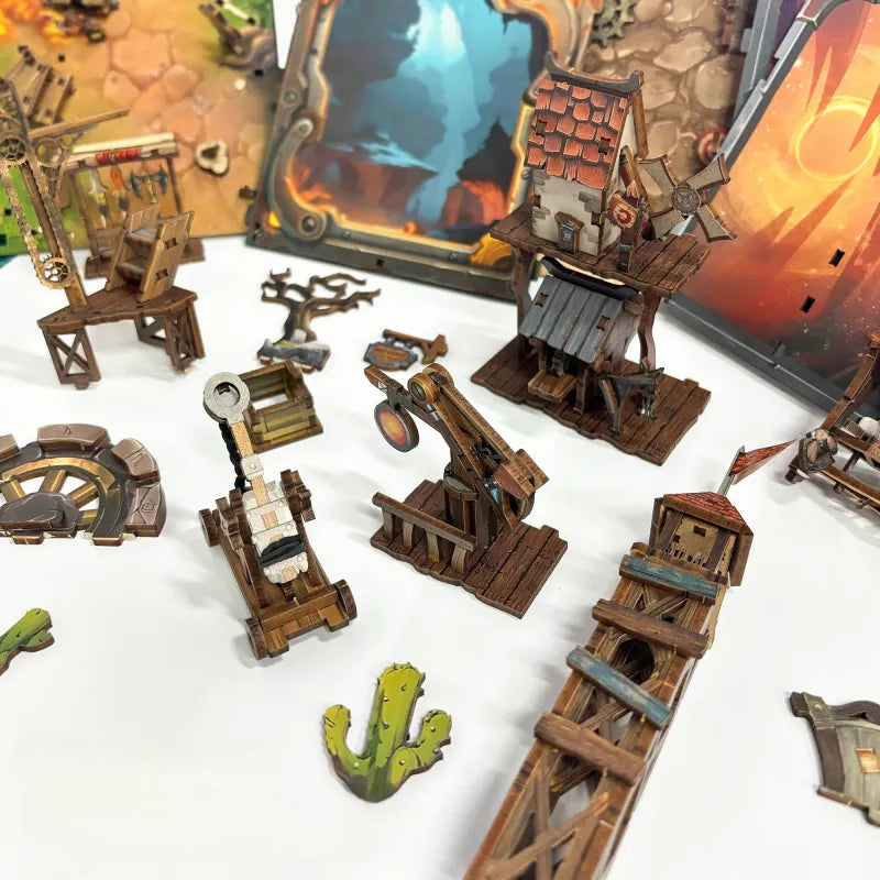 Detailansicht des Book Nook - Mining Zone Fortress mit präzise geschnittenen Holzteilen aus hochwertigem Material