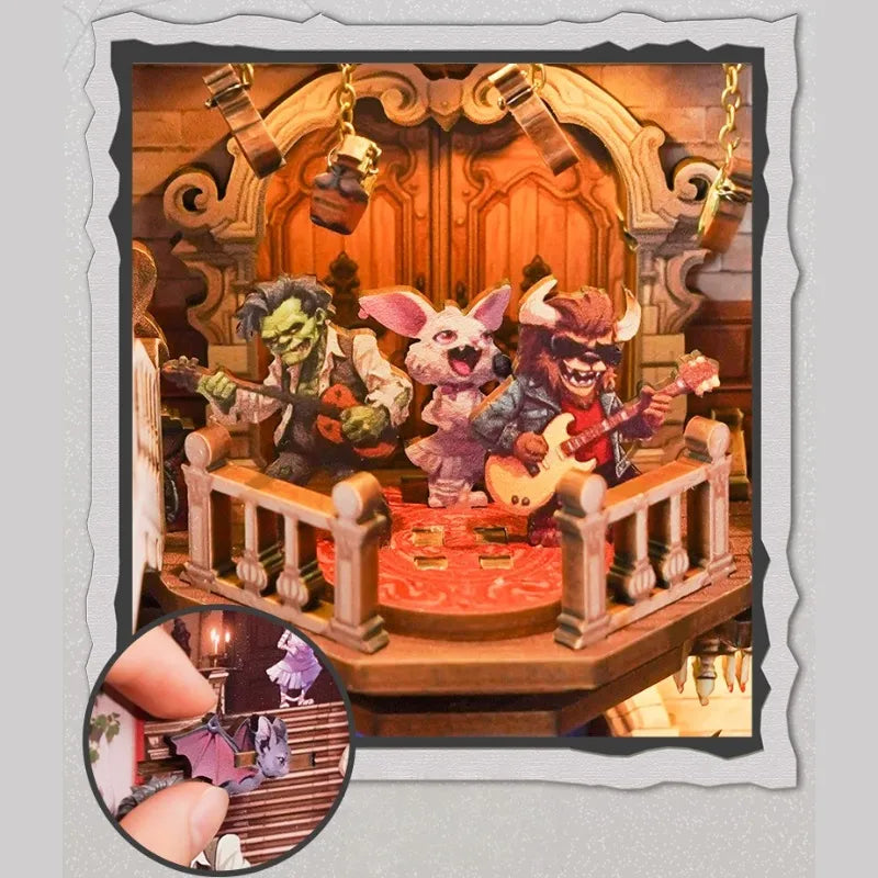 Nahaufnahme des Book Nook - Monster Carnival mit reichhaltigen Details