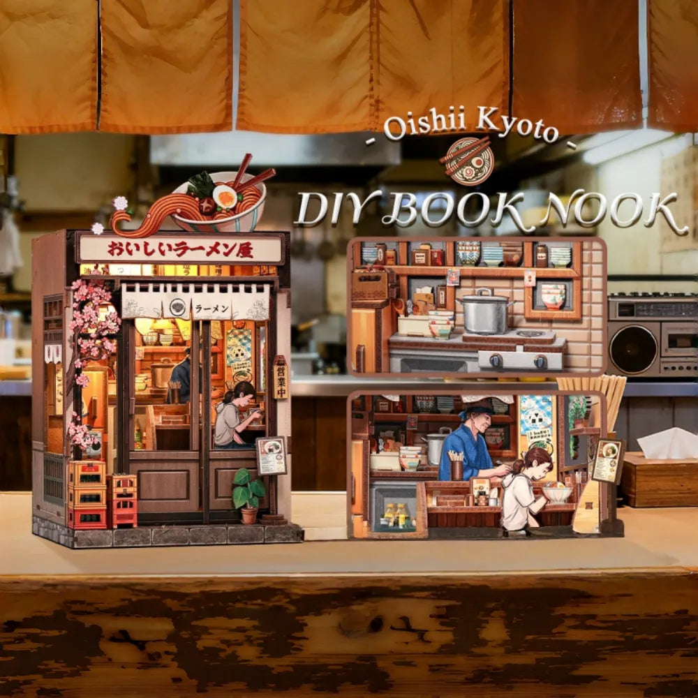 Nahaufnahme des Book Nook - Oishii Kyoto mit reichhaltigen Details