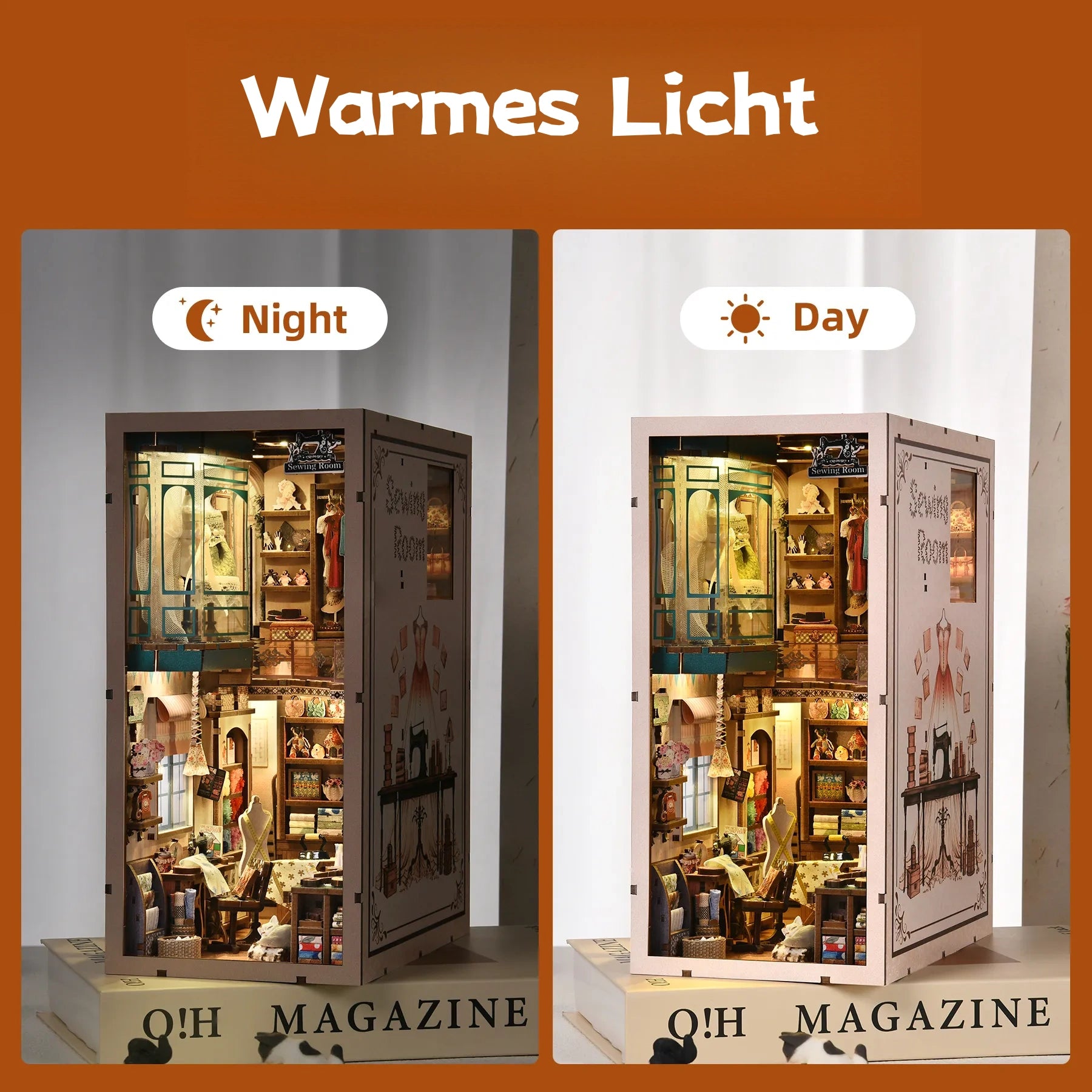 Book Nook - Sewing Room mit Touch-Switch-Lichtfunktion