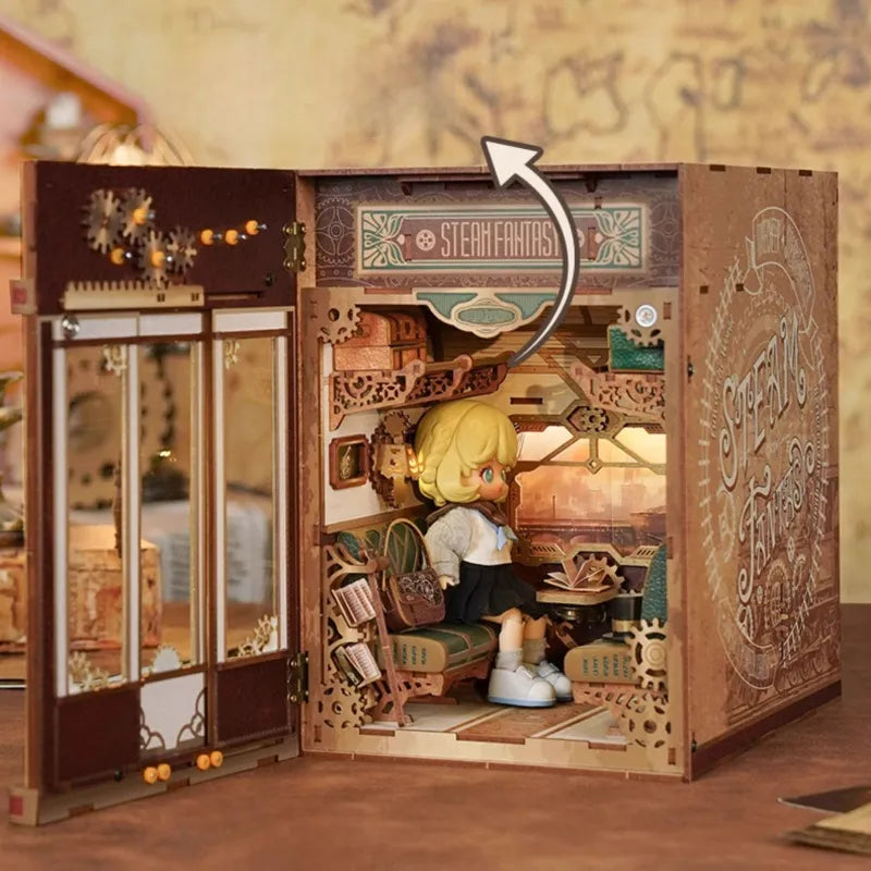 Nahaufnahme des Book Nook - Magical Library mit reichhaltigen Details