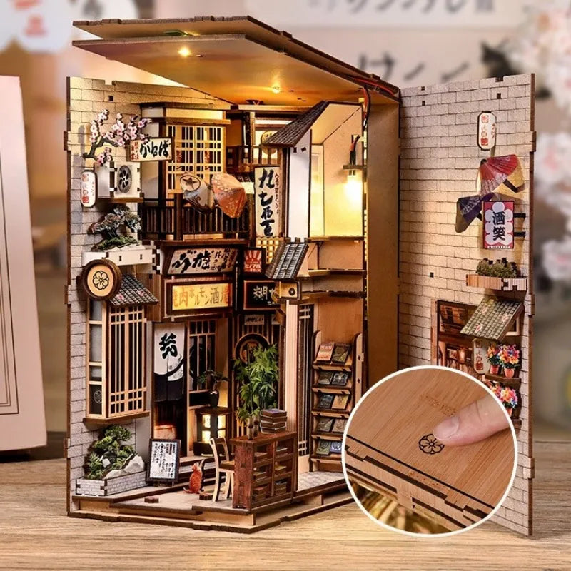 Book Nook - The Alley Waiting for the Cat mit Touch-Switch-Lichtfunktion