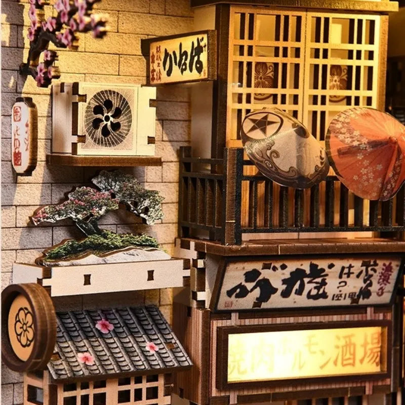 Nahaufnahme des Book Nook - The Alley Waiting for the Cat mit reichhaltigen Details