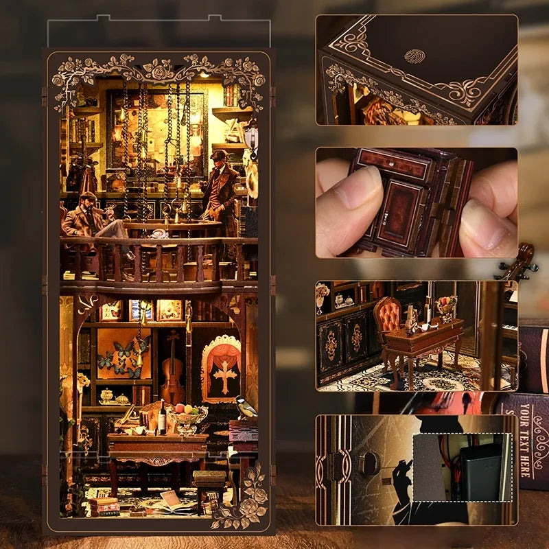 Nahaufnahme des Book Nook - The Case of the Hidden Box mit reichhaltigen Details