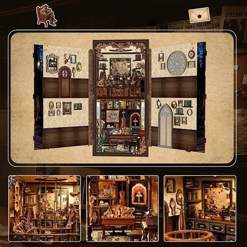 Nahaufnahme des Book Nook - The Case of the Hidden Box mit reichhaltigen Details