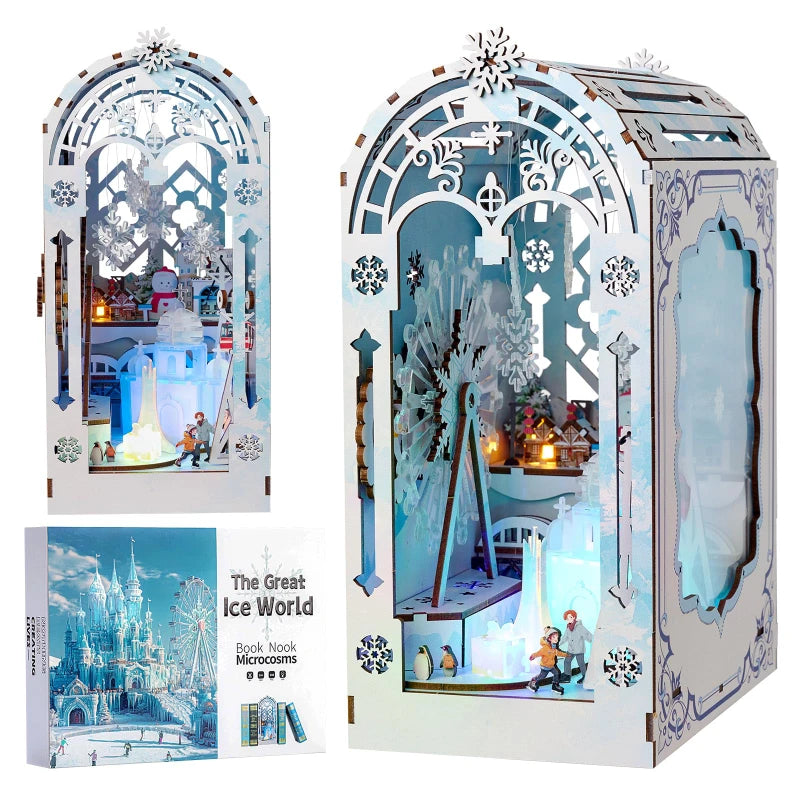 Book Nook - The Great Ice World Gesamtansicht mit präzise geschnittenen Holzteilen und hochwertiger Verarbeitung