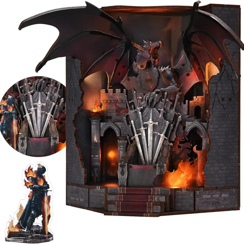 Book Nook - Throne of Blade Gesamtansicht mit präzise geschnittenen Holzteilen und hochwertiger Verarbeitung