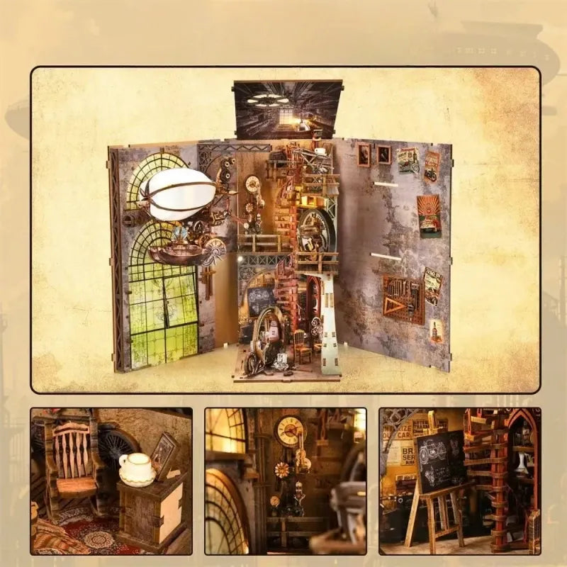 Nahaufnahme des Book Nook - Uncle Peter’s Warehouse mit reichhaltigen Details