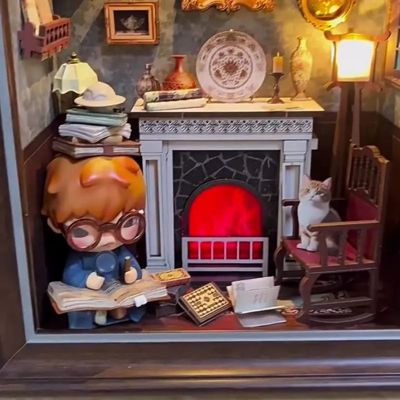 Eigenschaften des DIY 3D-Bilderrahmen Bausatz - Kaminhaus | Miniatur Diorama wie hochwertige Materialien und LED-Lichter