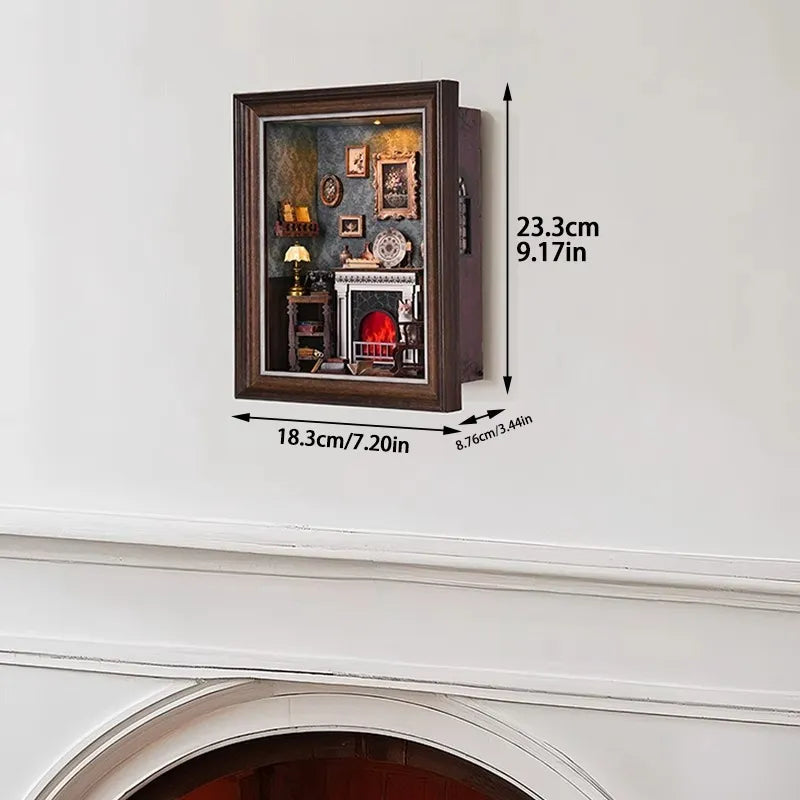 DIY 3D-Bilderrahmen Bausatz - Kaminhaus | Miniatur Diorama mit detaillierten Abmessungen