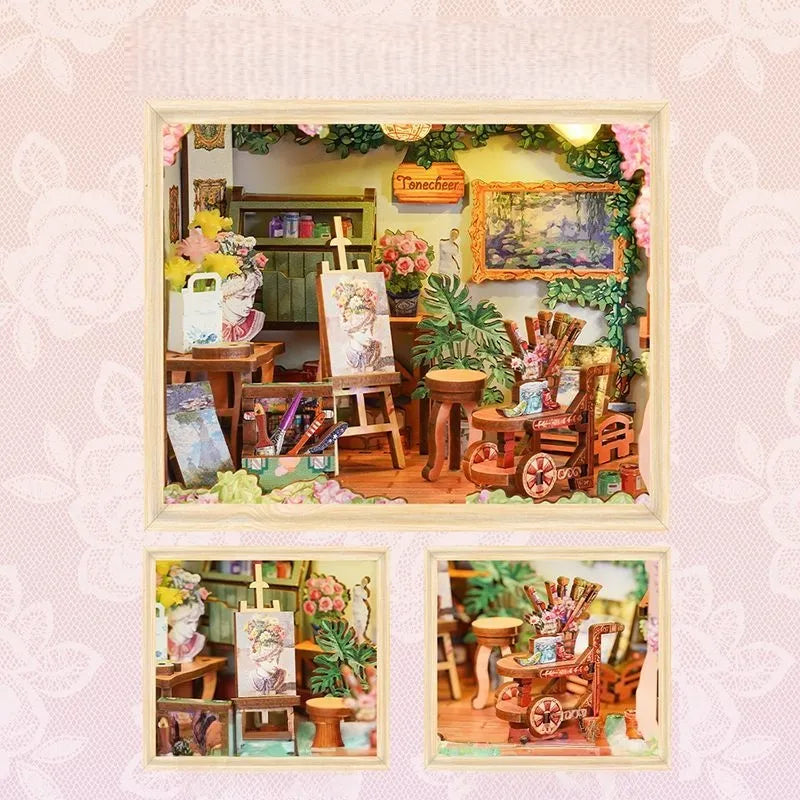 Detailansicht eines dekorativen Elements im DIY Story Frame Kit - Blossom time Bookstore mit feinen Details