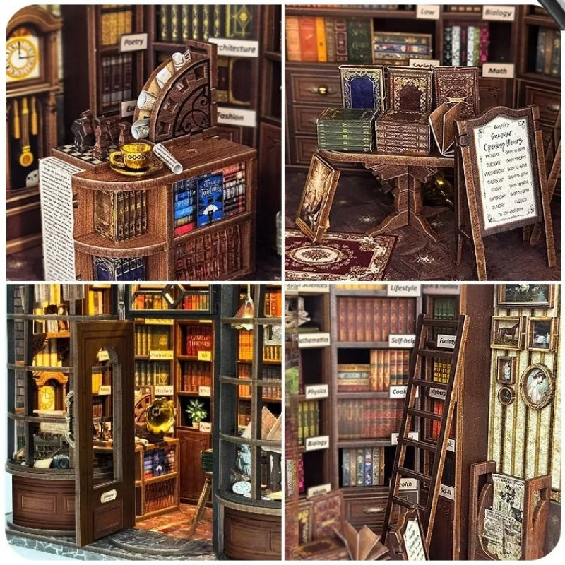 Detailansicht eines dekorativen Elements im Miniatur Haus Bausatz - Hoggor Bookstore mit feinen Details