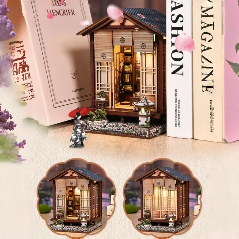 Nahaufnahme des Miniatur Haus Bausatz - Moss-Lantern Harmony Garden mit reichhaltigen Details