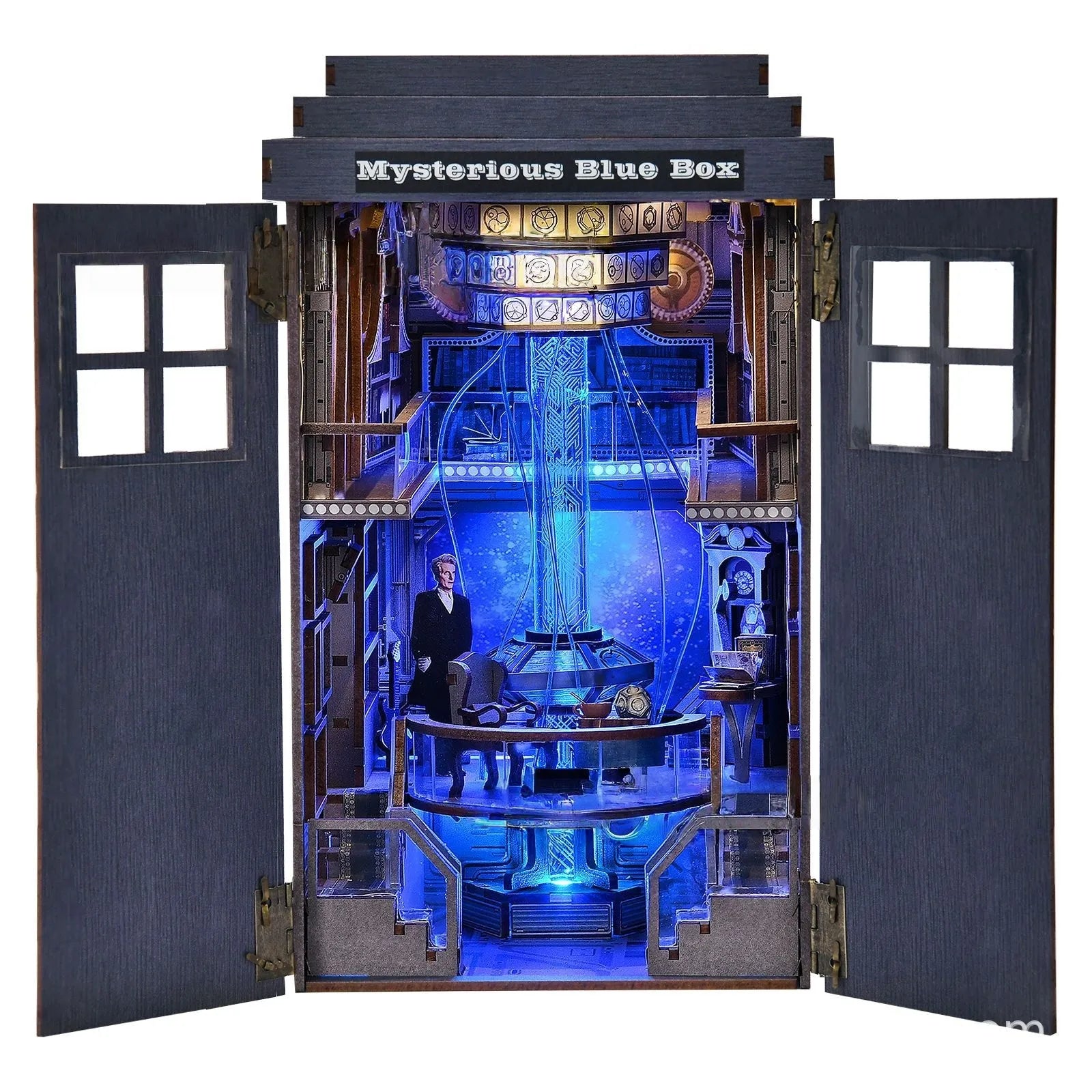 Book Nook - Mysterious Phone Booth Gesamtansicht mit präzise geschnittenen Holzteilen und hochwertiger Verarbeitung