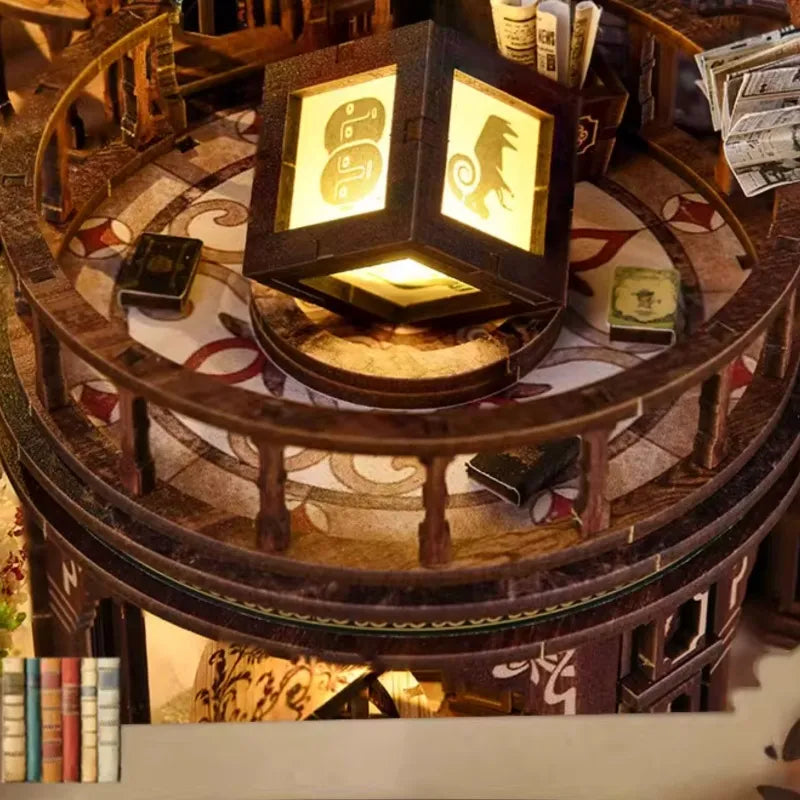 Nahaufnahme des Miniatur Haus Bausatz - Qimeng Bookstore mit reichhaltigen Details