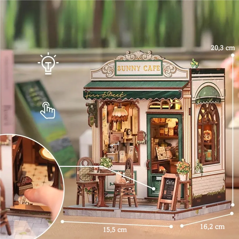 Sunny Cafe con illuminazione LED touch e misure in centimetri