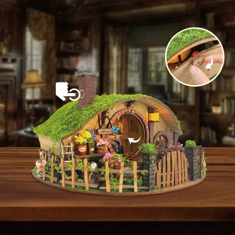 Miniatur Haus Bausatz - The Magic Ring House mit Touch-Switch-Lichtfunktion