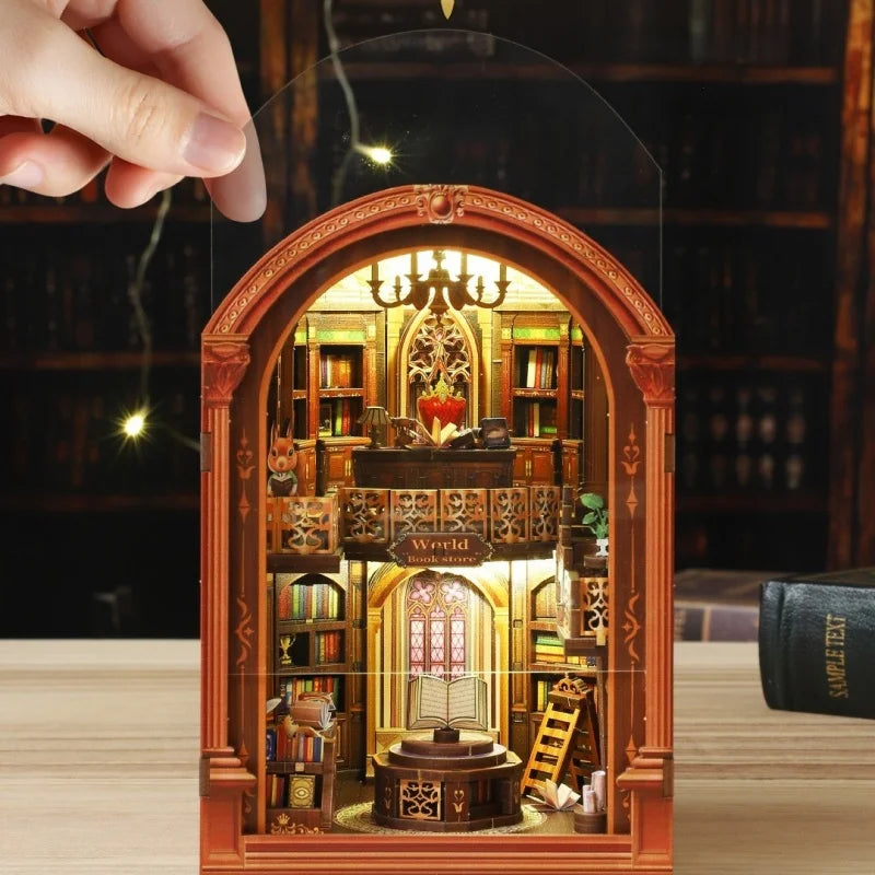 Miniatur Haus Bausatz - Wanguo Bookstore mit Staubschutz und langlebigem Design
