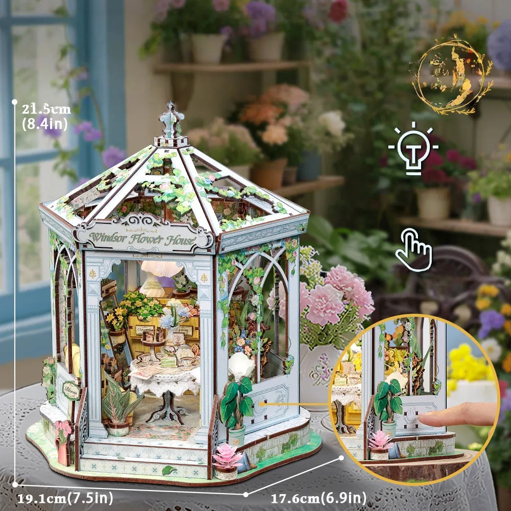 Miniatur Haus Bausatz - Windsor Flower House mit detaillierten Abmessungen