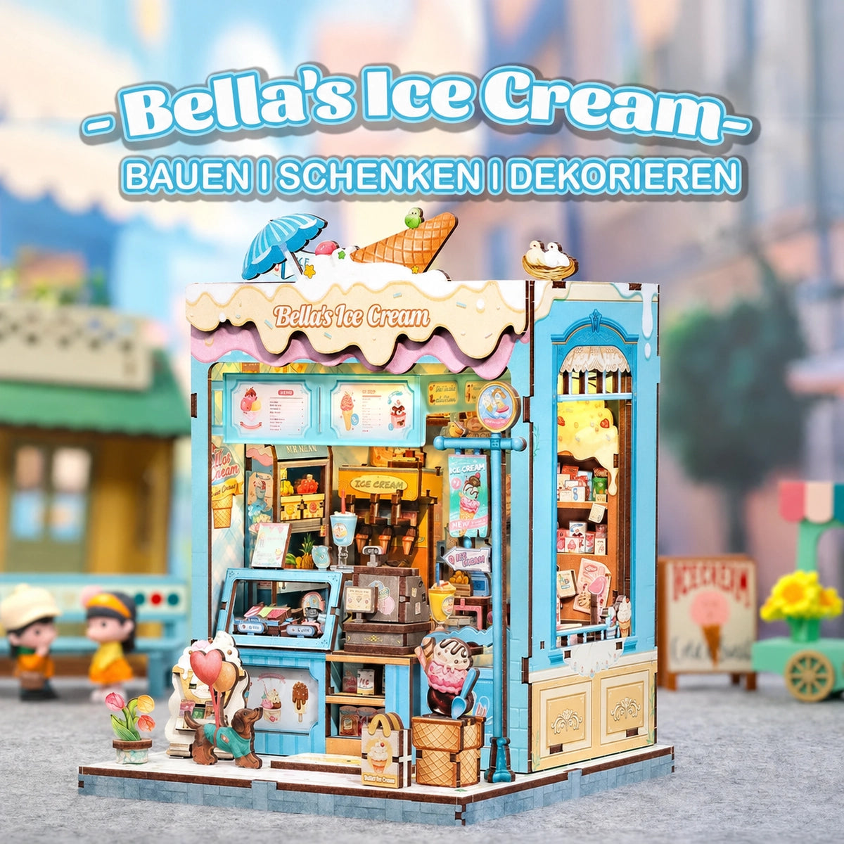 Casa in miniatura Bella's Ice Cream con bancone e numerosi accessori