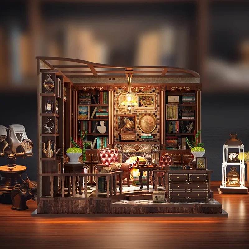 Miniatur Haus - Left Bank Study Gesamtansicht mit detaillierter Szenerie