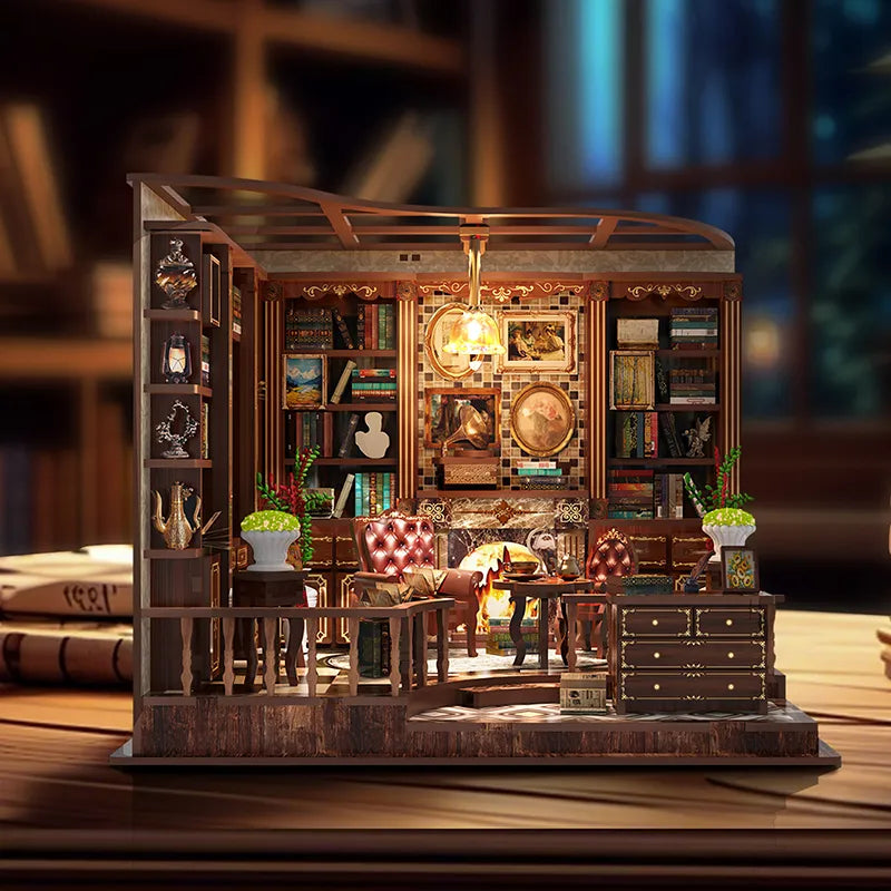 Miniatur Haus - Left Bank Study Gesamtansicht mit detaillierter Szenerie