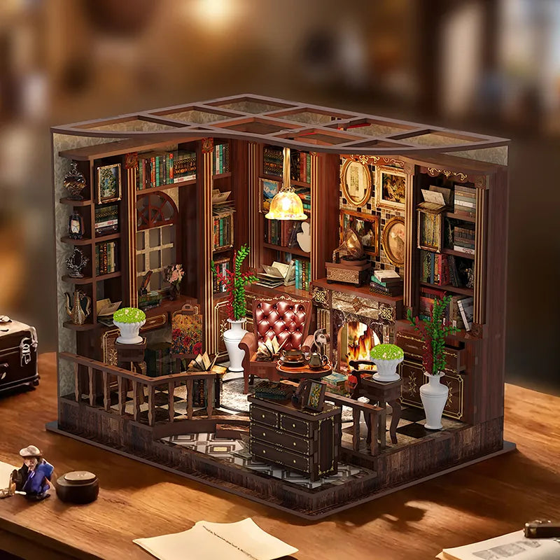 Seitliche Ansicht des Miniatur Haus - Left Bank Study mit gut sichtbaren Elementen