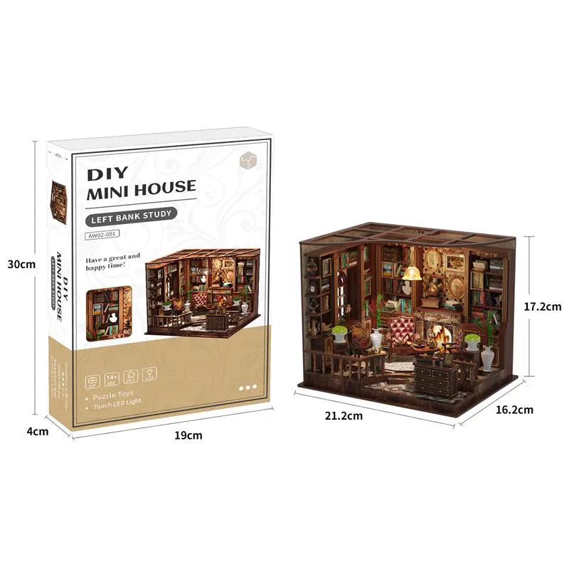 Miniatur Haus - Left Bank Study mit detaillierten Abmessungen
