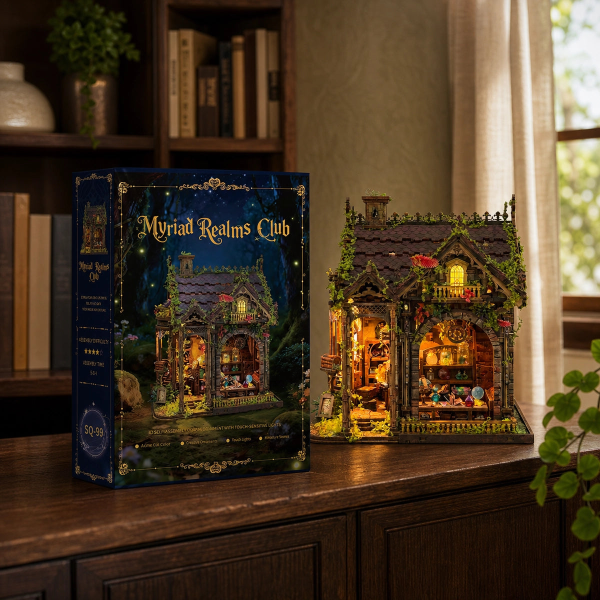 Myriad Realms Club accanto alla confezione