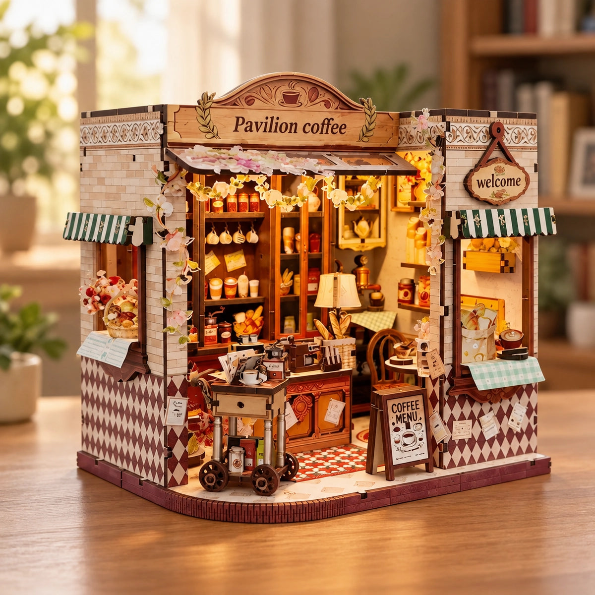 Pavilion Coffee con interno ricco di piccoli accessori
