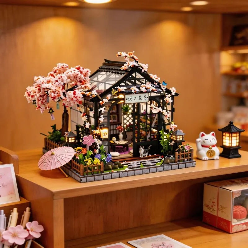 Miniatur Haus -Spring Sakura Greenhouse