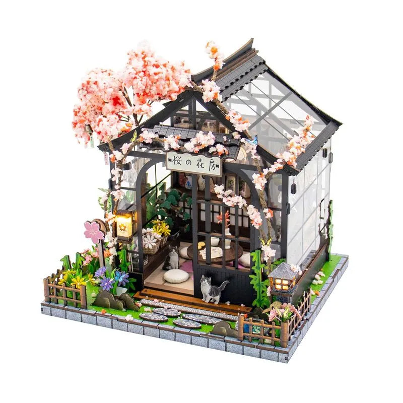 Miniatur Haus -Spring Sakura Greenhouse