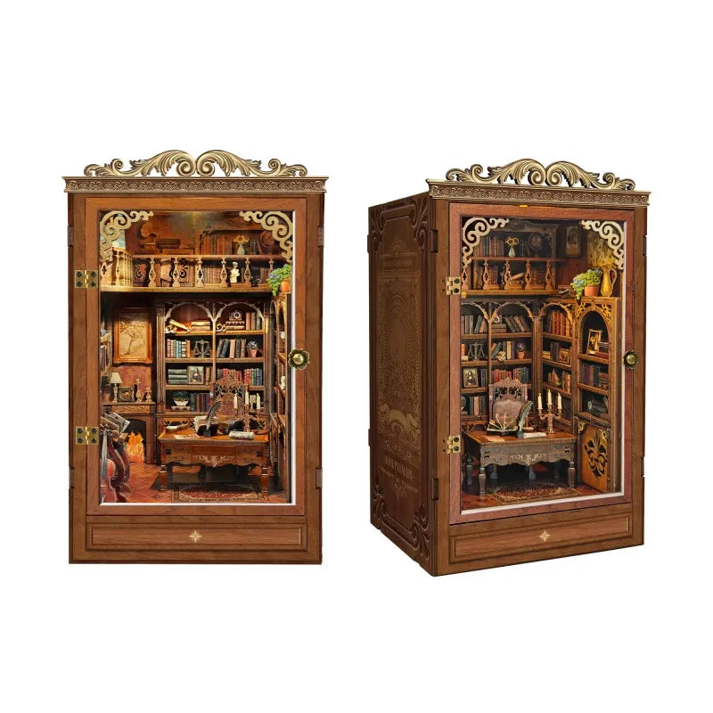 Miniatur Haus - Time Book House Gesamtansicht mit präzise geschnittenen Holzteilen und hochwertiger Verarbeitung