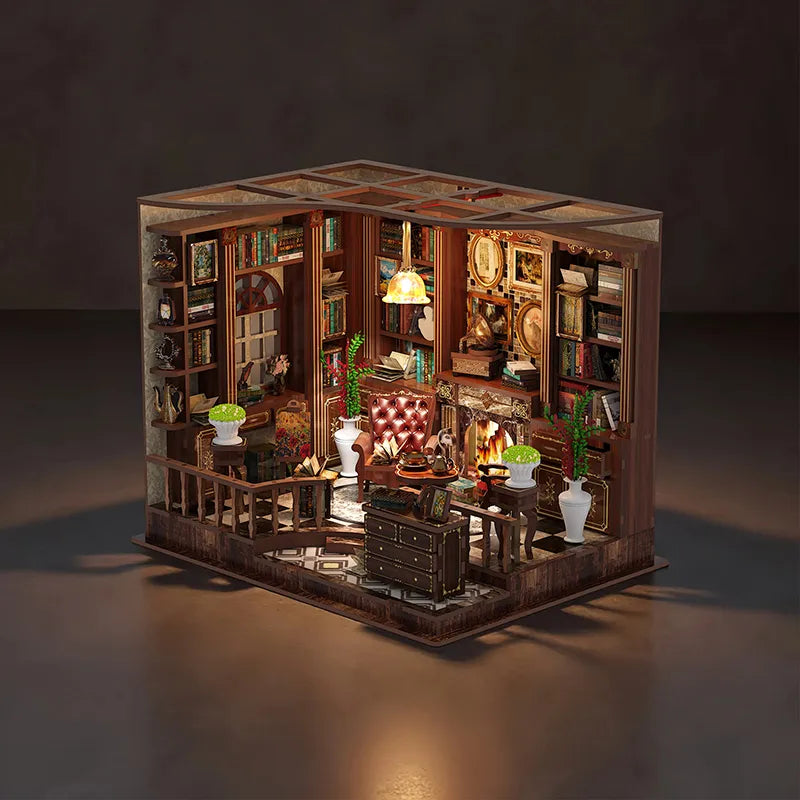 Seitliche Ansicht des Miniatur Haus - Left Bank Study mit gut sichtbaren Elementen