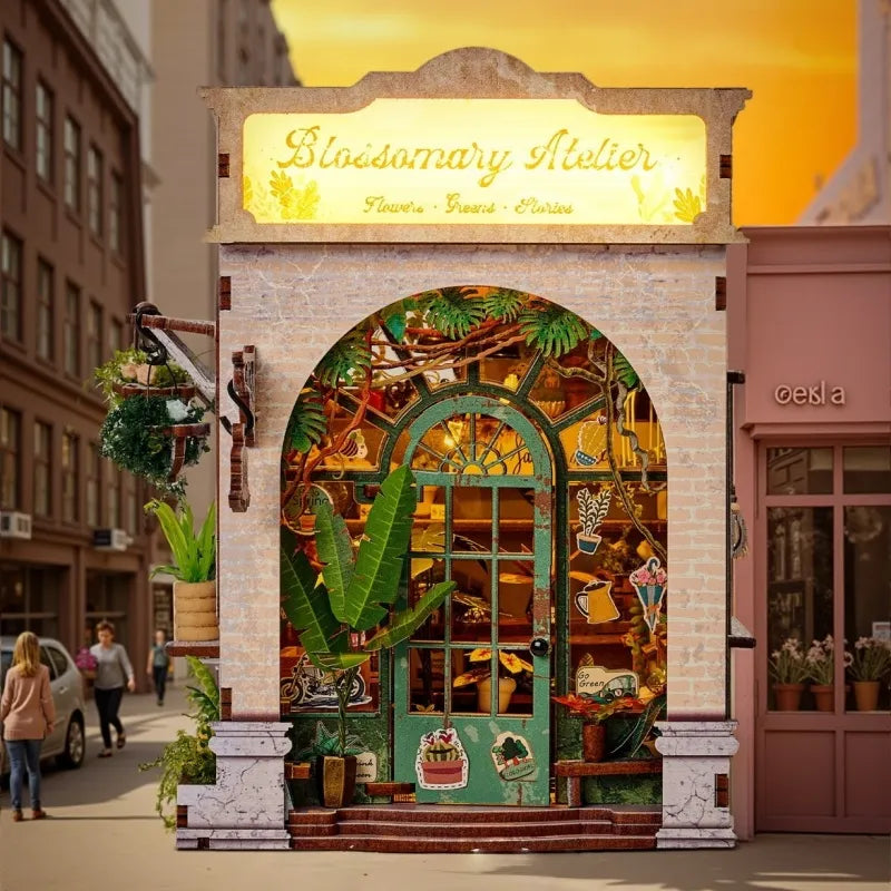 Miniature Haus - Blossomary Atelier Gesamtansicht mit detaillierter Szenerie
