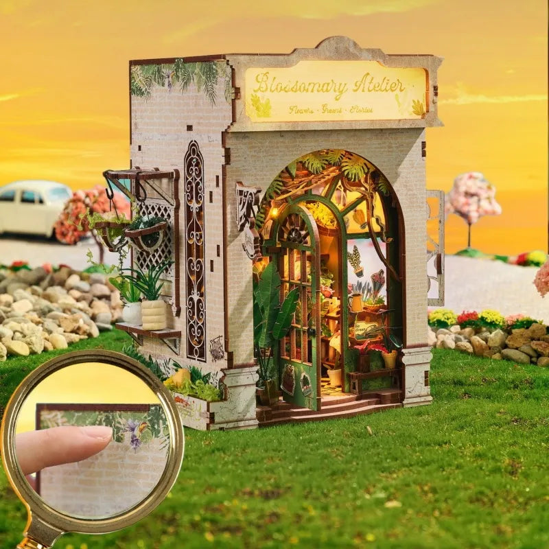 Seitliche Ansicht des Miniature Haus - Blossomary Atelier mit gut sichtbaren Elementen