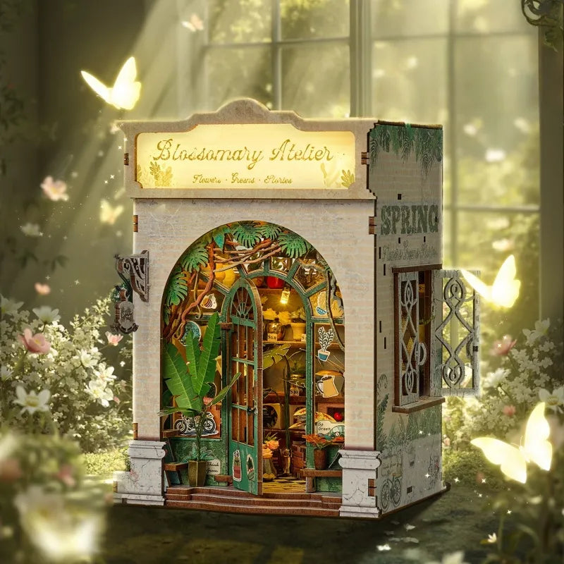 Seitliche Ansicht des Miniature Haus - Blossomary Atelier mit gut sichtbaren Elementen