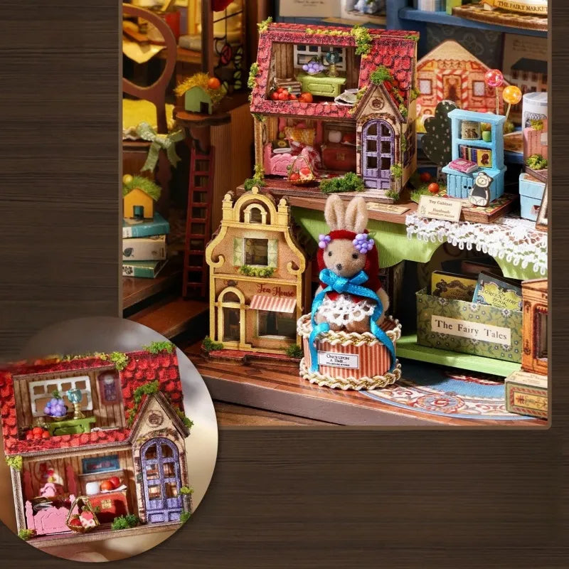 Nahaufnahme des Miniature Haus - Dollhouse Shop mit reichhaltigen Details