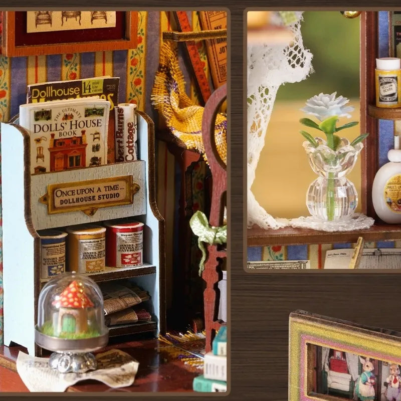 Nahaufnahme des Miniature Haus - Dollhouse Shop mit reichhaltigen Details