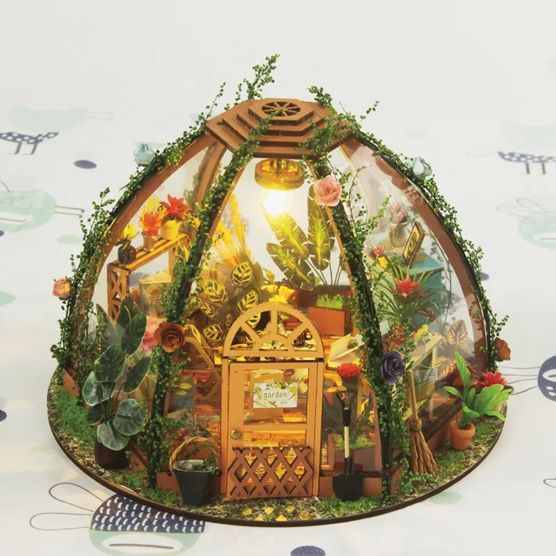 Miniature House - Starry Sky Flower House Gesamtansicht mit detaillierter Szenerie