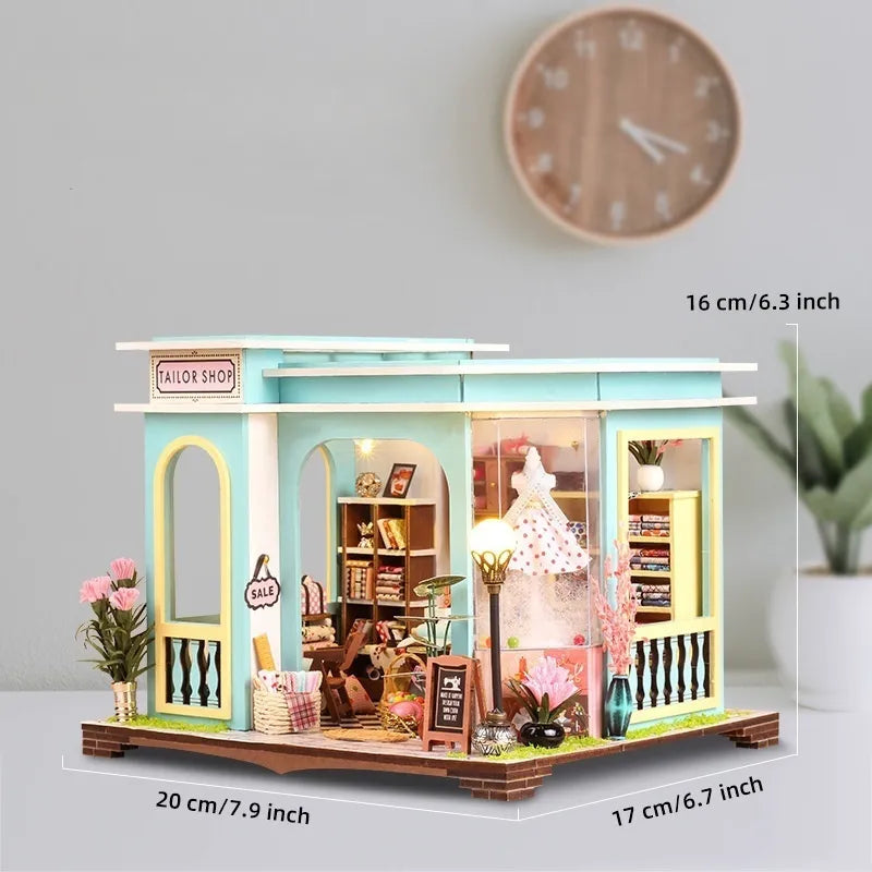 Miniature House - Tailor Shop mit detaillierten Abmessungen