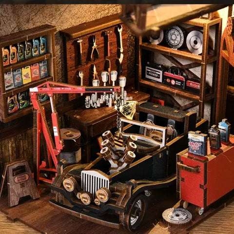 Book Nook - Craftsmanship Repair Shop Gesamtansicht mit detaillierter Szenerie