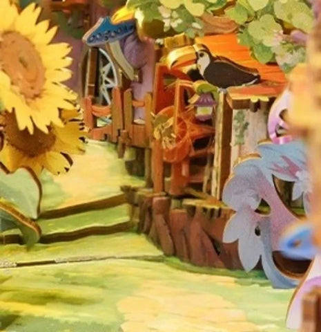 Seitliche Ansicht des Book Nook - Dorothy's Journey mit gut sichtbaren Elementen