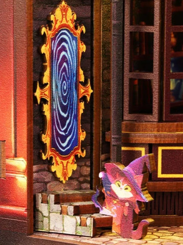 Seitliche Ansicht des Miniatur Haus Bausatz - Magic Alley mit gut sichtbaren Elementen