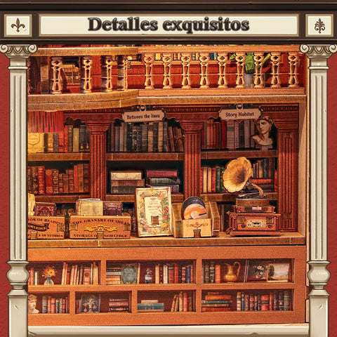 Miniatur Haus Bausatz - Thames Bookstore Gesamtansicht mit detaillierter Szenerie