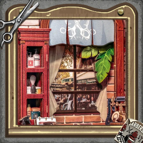 Nahaufnahme des Book Nook - John's Hair Salon mit reichhaltigen Details