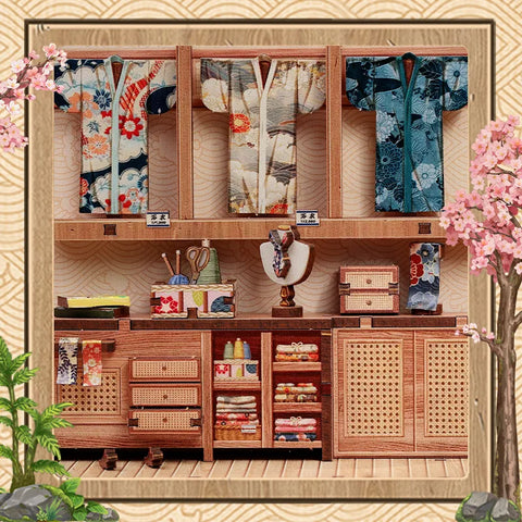 Detailansicht eines dekorativen Elements im Book Nook - Sakura O Kimono Shop mit feinen Details
