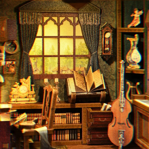 Nahaufnahme des Book Nook - Timeless Melody mit reichhaltigen Details