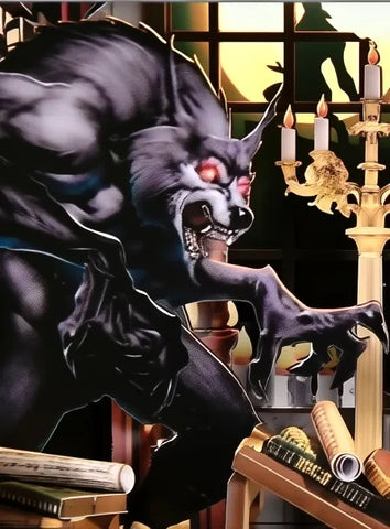 Diorama Hunting Werewolves esposto verticalmente su un mobile