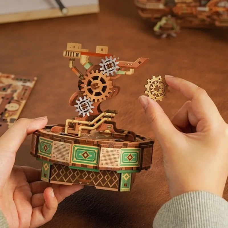 Detailansicht des 3D Holz Puzzle - Sailing In Fog mit präzise geschnittenen Holzteilen aus hochwertigem Material